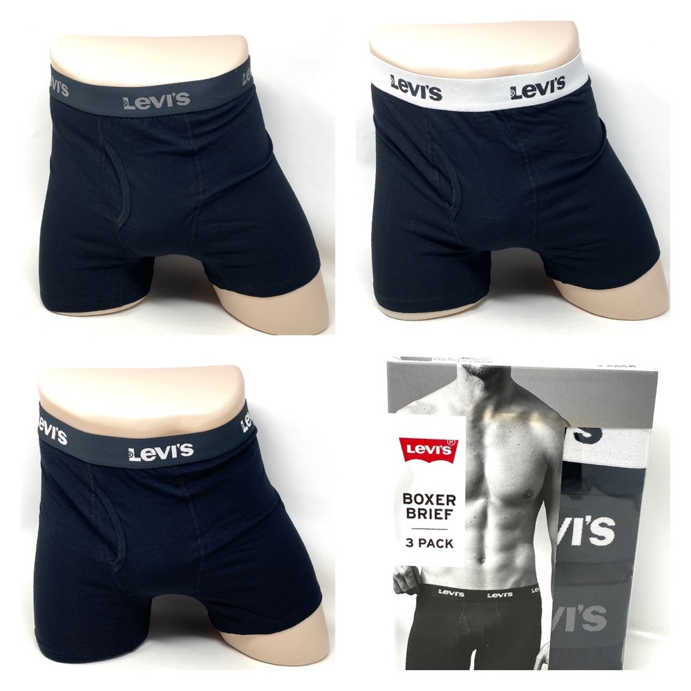 💖MEGA SALE💖Levi's Underwear Boxer Brief 3 Pack Black Cotton Stretch 37453 0582
